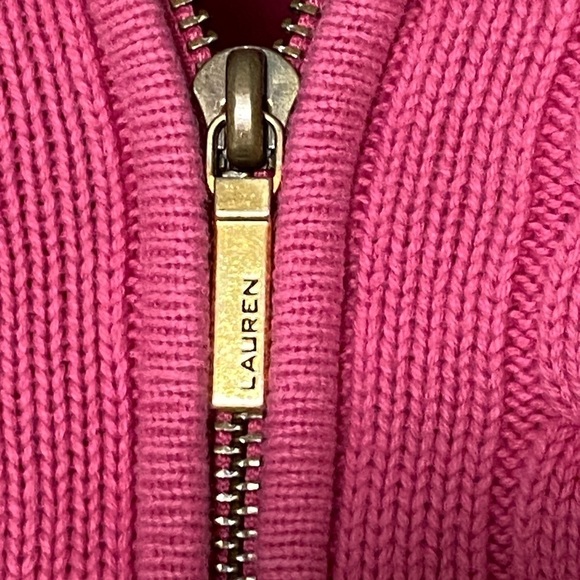 Lauren Ralph Lauren Cable Knit 1/4 Zip Sweater, Pink, Tag Removed, size unknown - Picture 3 of 14